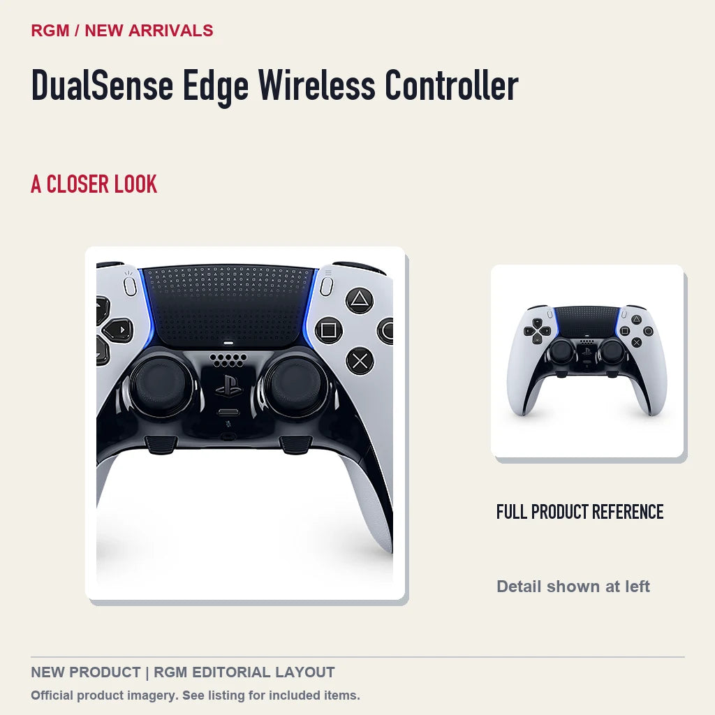 DualSense Edge Wireless Controller, full product reference with detail crop.