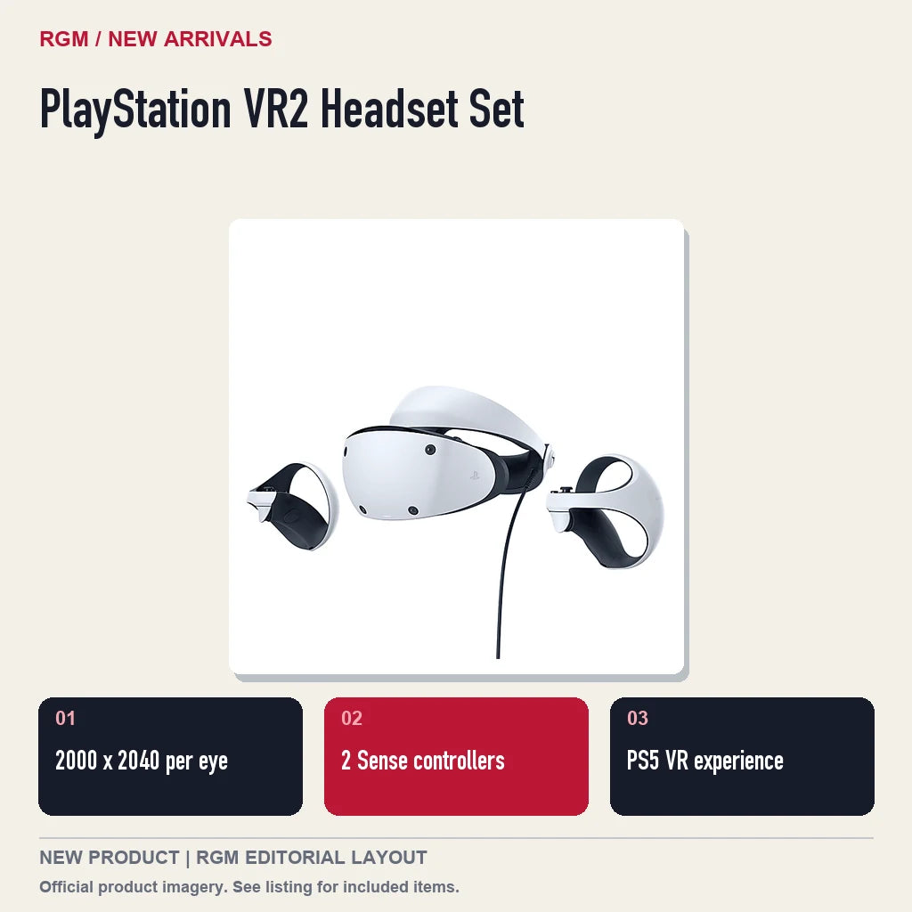 PlayStation VR2 Headset Set, three feature highlights.