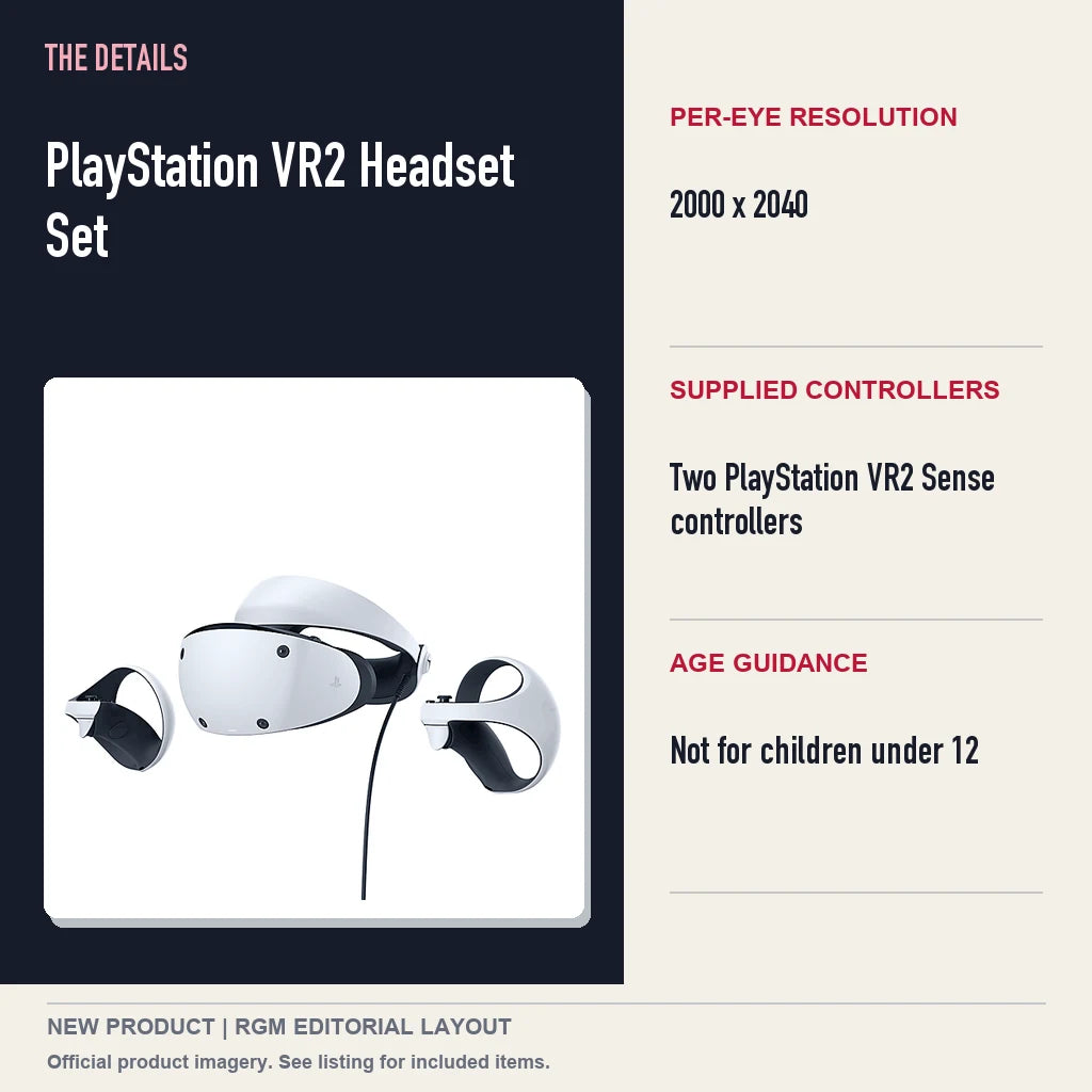 PlayStation VR2 Headset Set, specifications and product image.