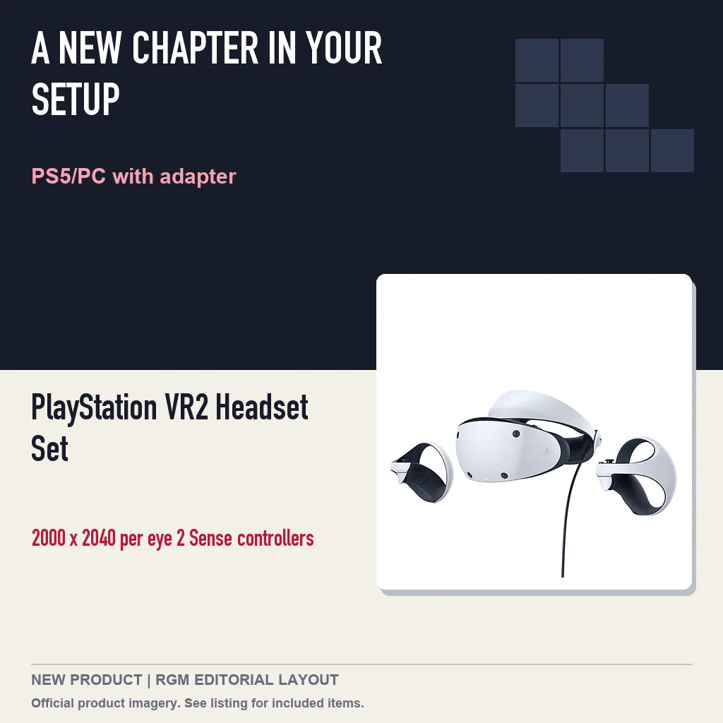PlayStation VR2 Headset Set, editorial gaming setup layout.