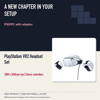 PlayStation VR2 Headset Set, editorial gaming setup layout.