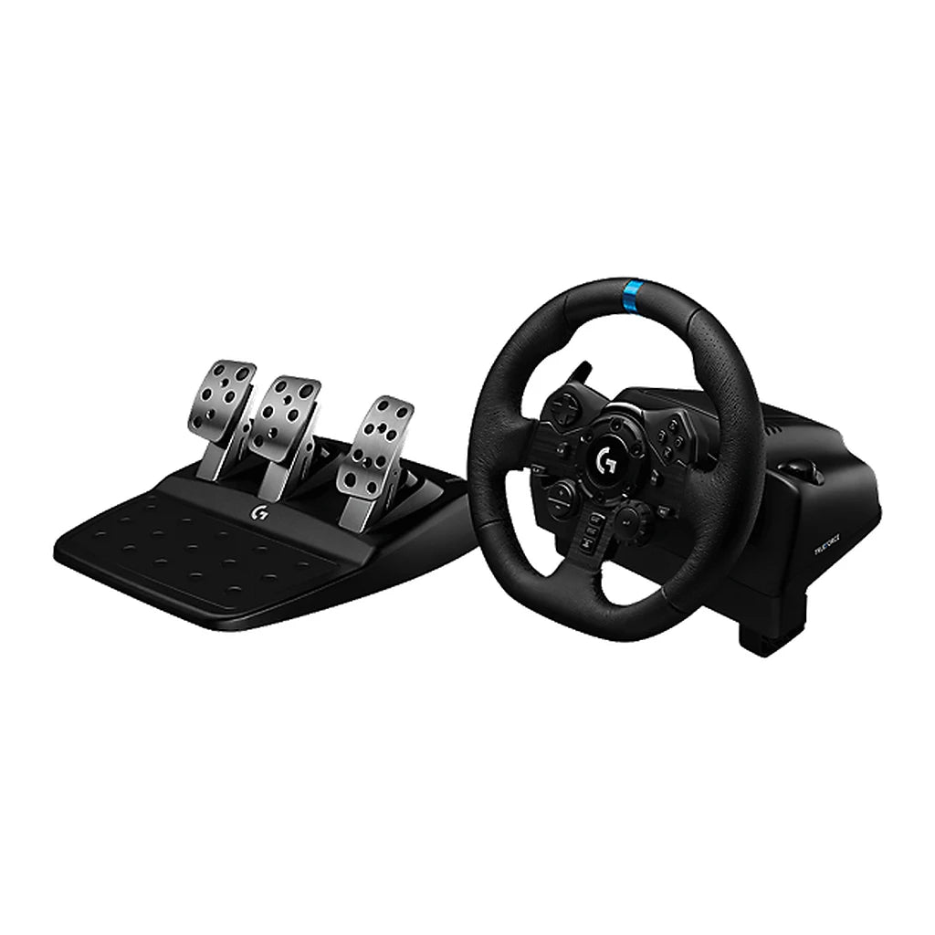 Logitech G923 Racing Wheel and Pedals, official product image on white.