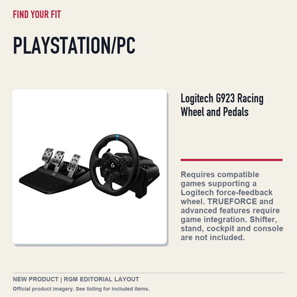 Logitech G923 Racing Wheel and Pedals, platform and compatibility guide.