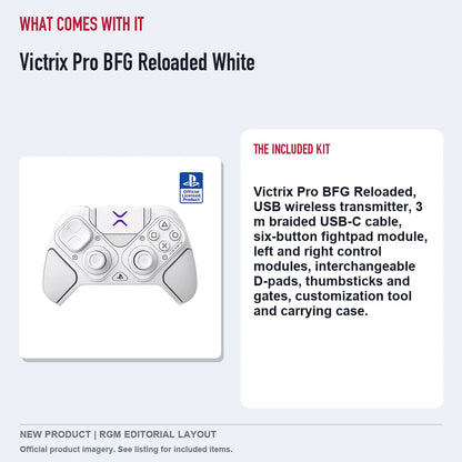Victrix Pro BFG Reloaded White, included contents guide.