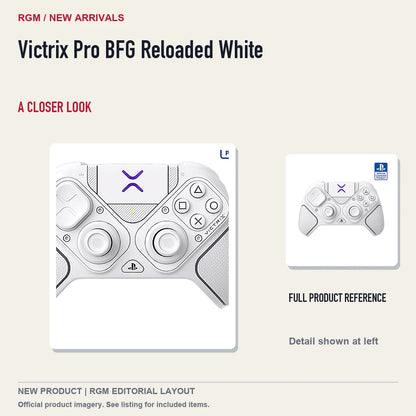 Victrix Pro BFG Reloaded White, full product reference with detail crop.