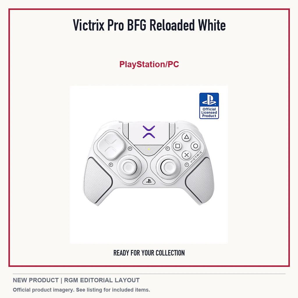 Victrix Pro BFG Reloaded White, minimal product presentation.
