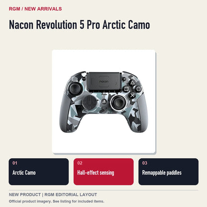 Nacon Revolution 5 Pro Arctic Camo, three feature highlights.