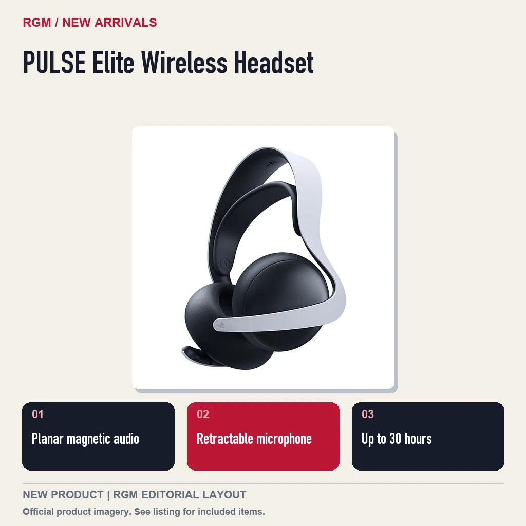 PULSE Elite Wireless Headset, three feature highlights.