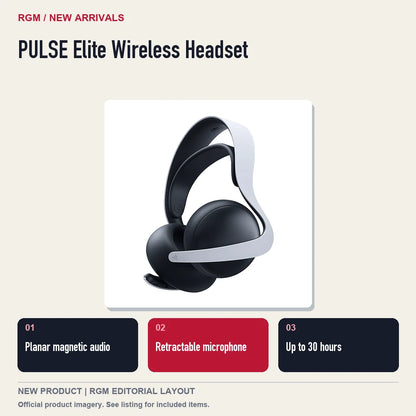 PULSE Elite Wireless Headset, three feature highlights.
