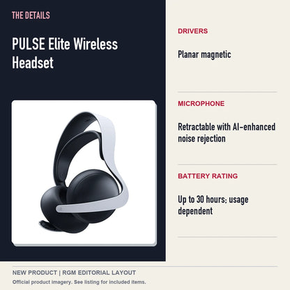 PULSE Elite Wireless Headset, specifications and product image.