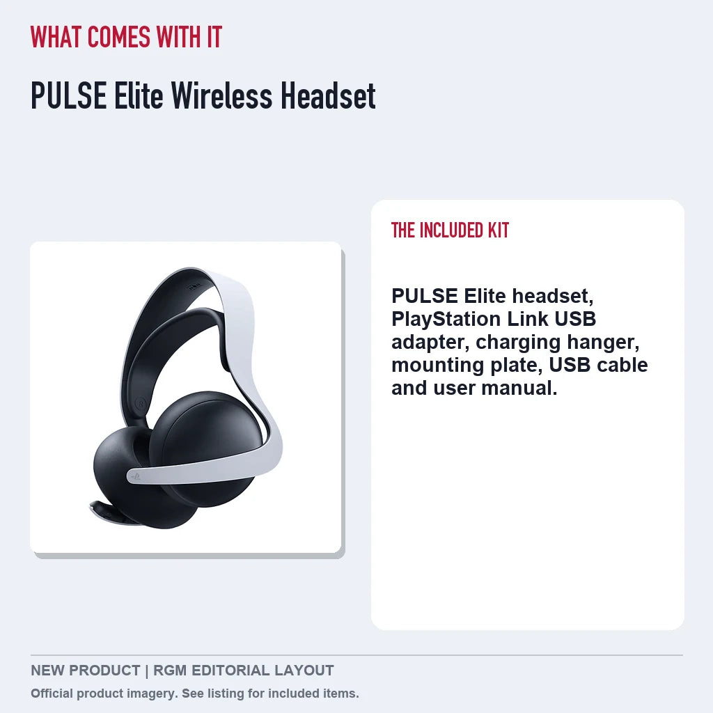 PULSE Elite Wireless Headset, included contents guide.