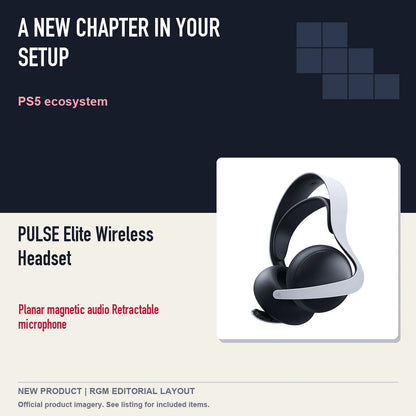 PULSE Elite Wireless Headset, editorial gaming setup layout.