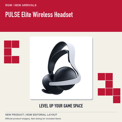 PULSE Elite Wireless Headset, retro pixel product showcase.