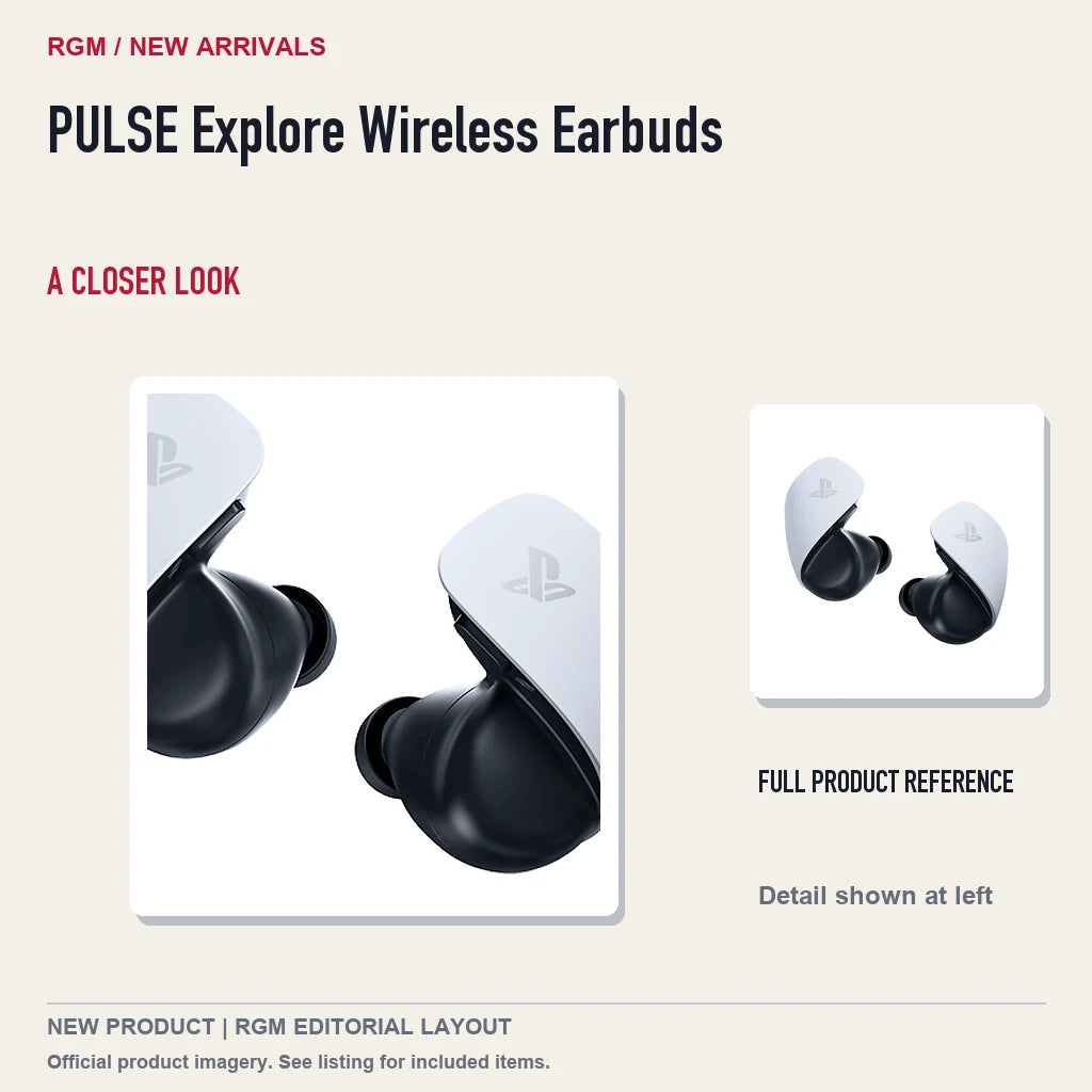 PULSE Explore Wireless Earbuds, full product reference with detail crop.