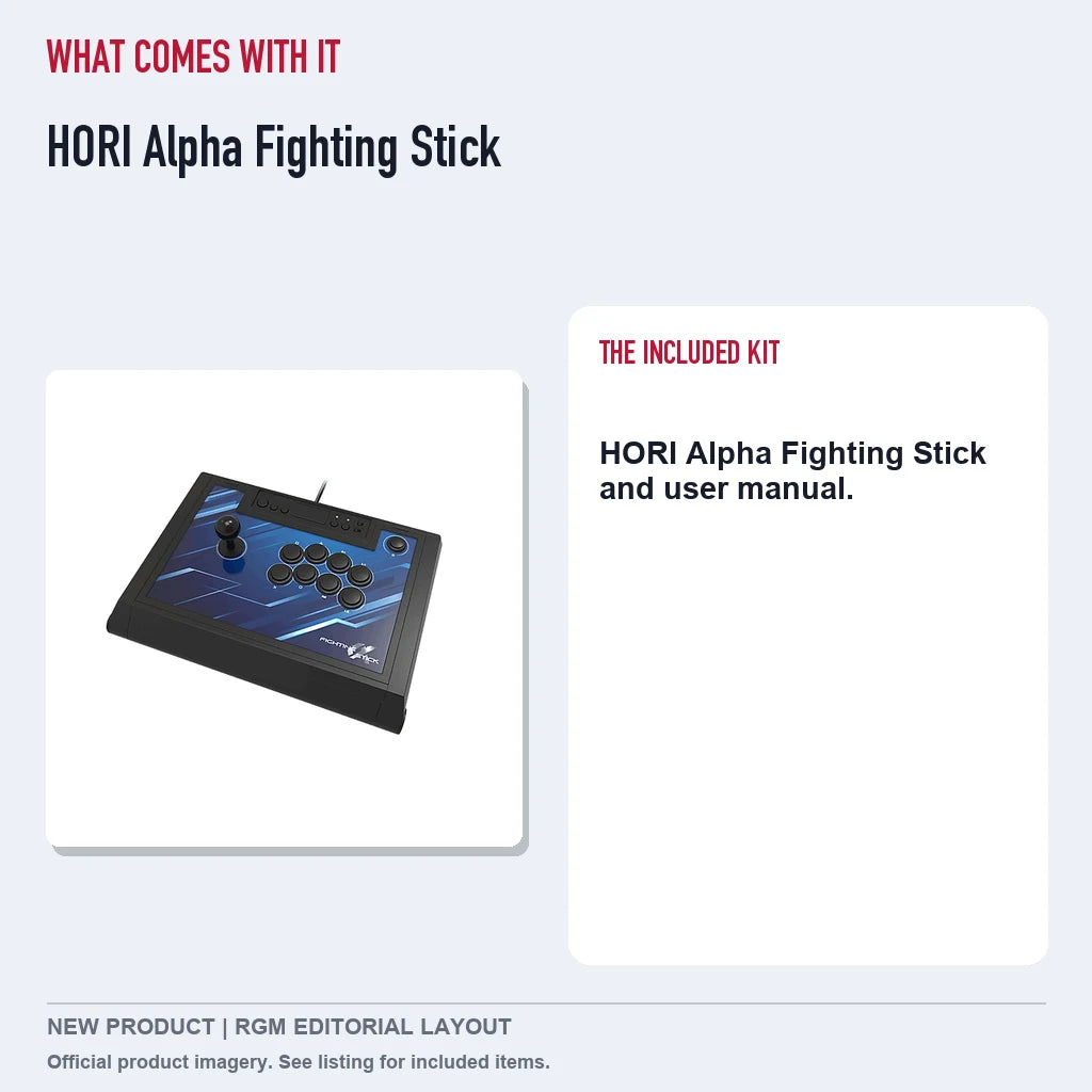 HORI Alpha Fighting Stick, included contents guide.