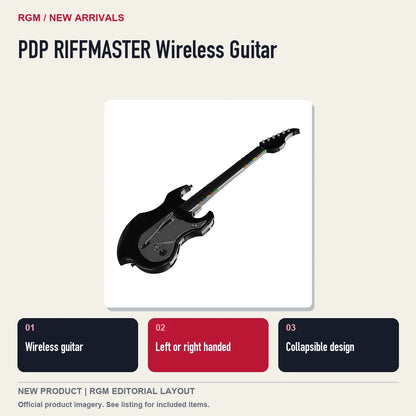 PDP RIFFMASTER Wireless Guitar, three feature highlights.