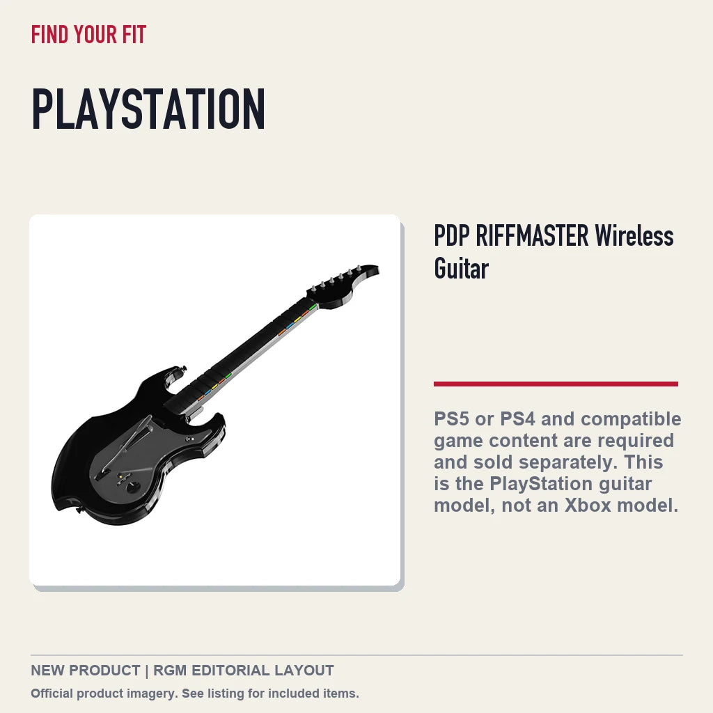 PDP RIFFMASTER Wireless Guitar, platform and compatibility guide.