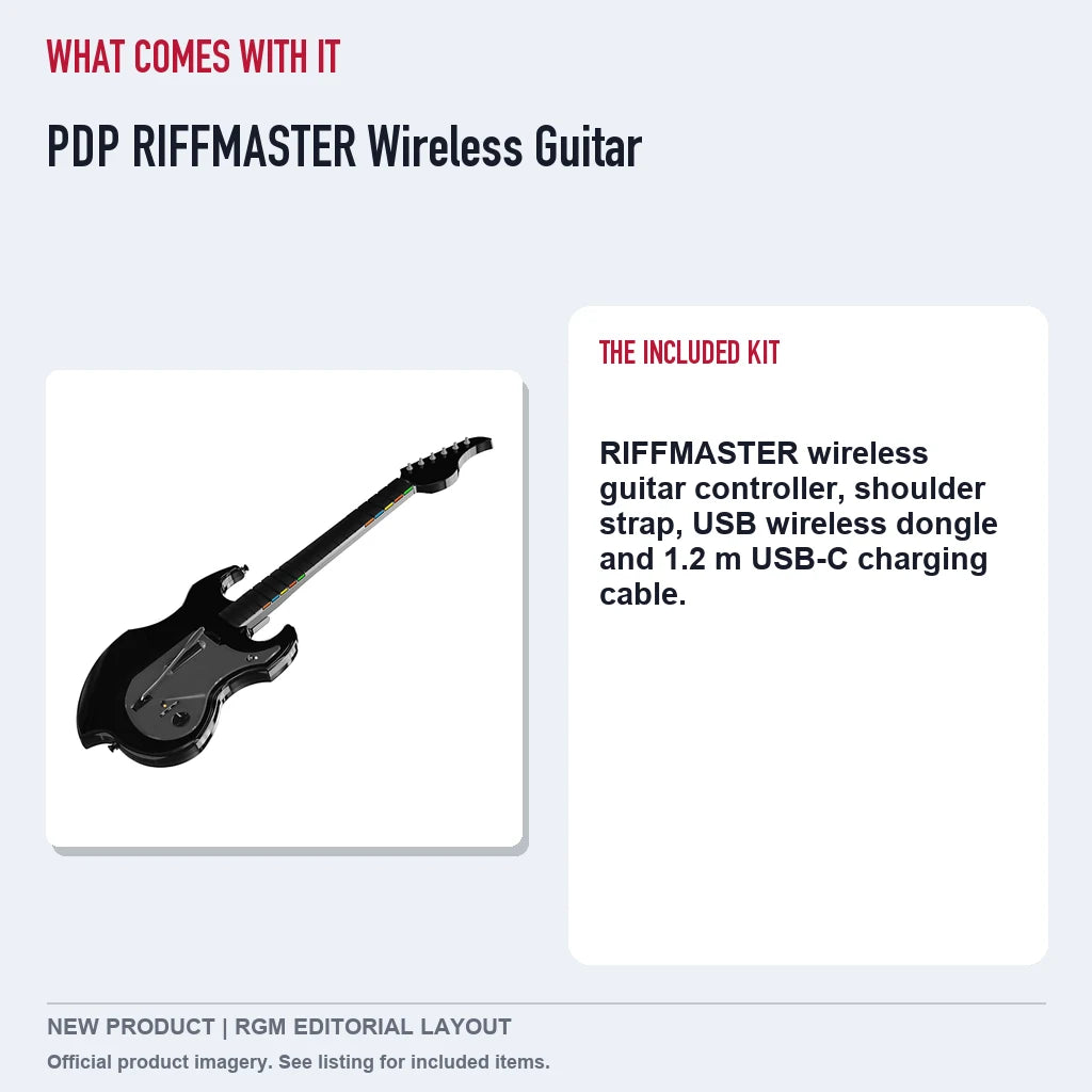 PDP RIFFMASTER Wireless Guitar, included contents guide.