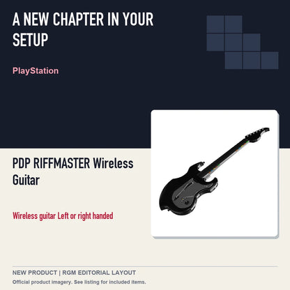 PDP RIFFMASTER Wireless Guitar, editorial gaming setup layout.