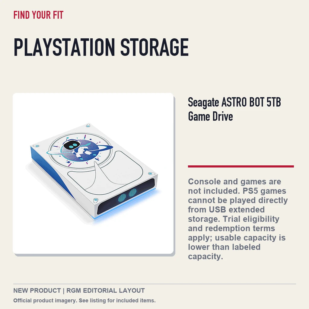 Seagate ASTRO BOT 5TB Game Drive, platform and compatibility guide.