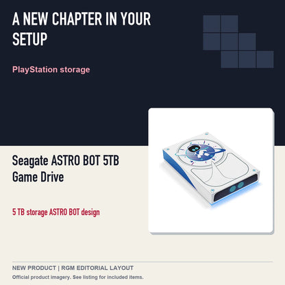 Seagate ASTRO BOT 5TB Game Drive, editorial gaming setup layout.
