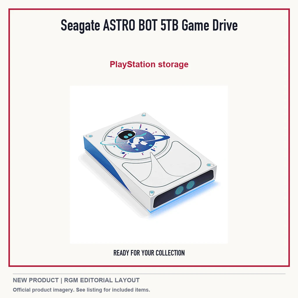 Seagate ASTRO BOT 5TB Game Drive, minimal product presentation.