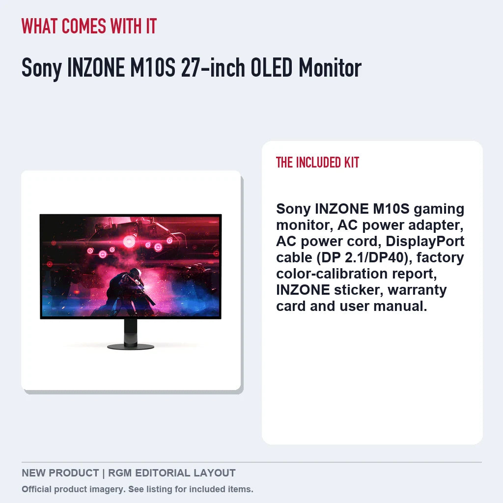 Sony INZONE M10S 27-inch OLED Monitor, included contents guide.