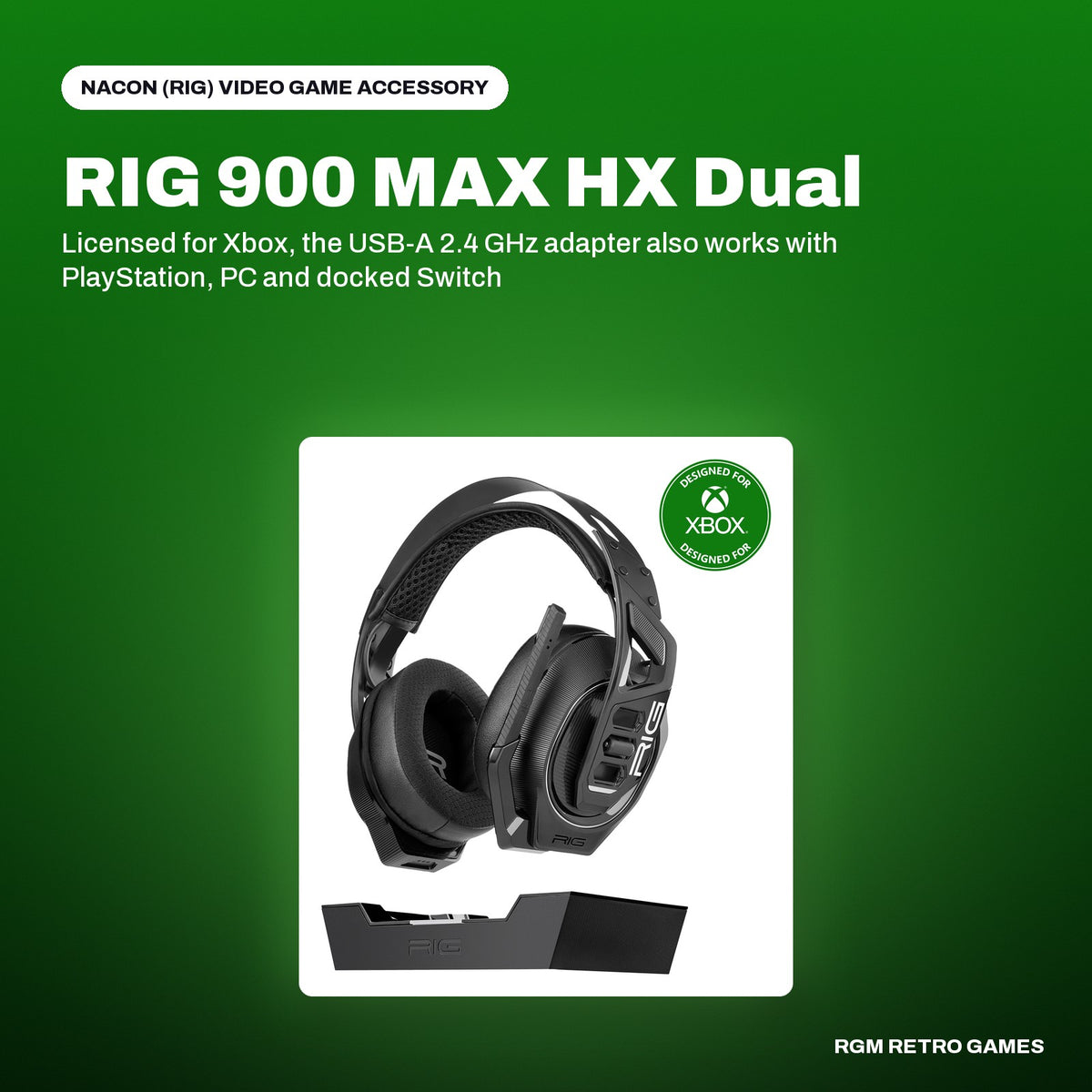 RIG 900 MAX HX Dual Wireless Gaming Headset and Base Station for Xbox in a Nacon (RIG) color scene
