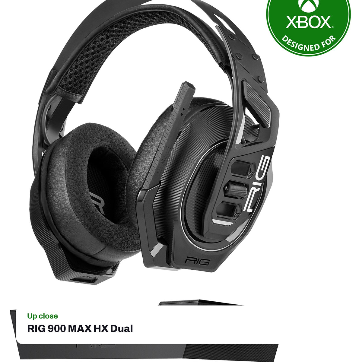 RIG 900 MAX HX Dual Wireless Gaming Headset and Base Station for Xbox, close-up detail