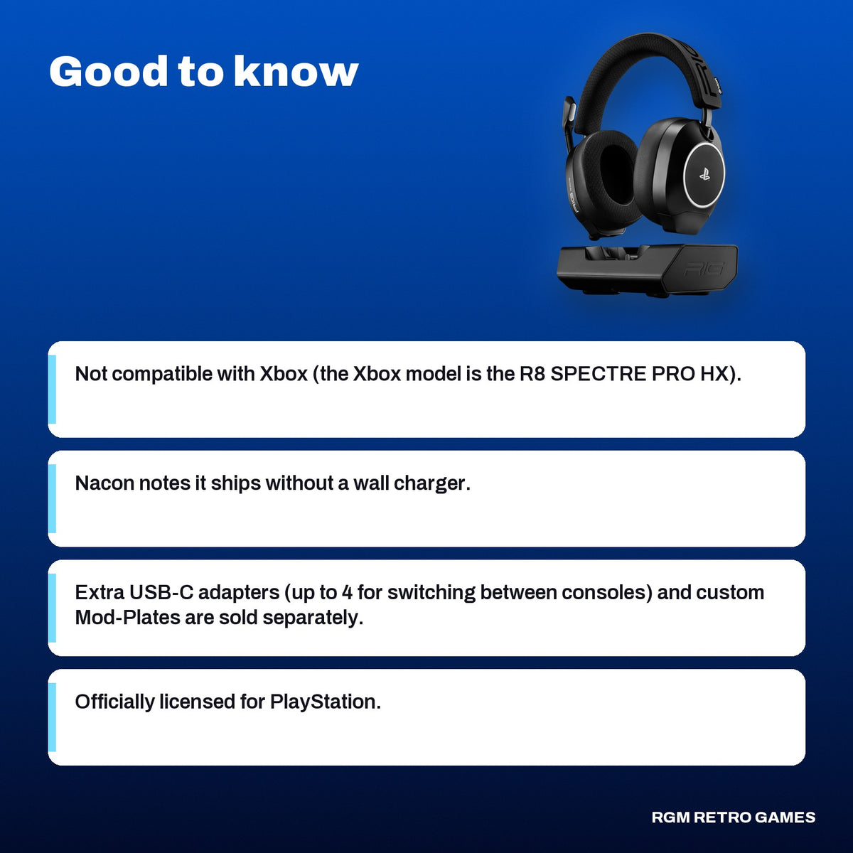 RIG R8 SPECTRE PRO HS Dual Wireless Gaming Headset with RGB Charging Base for PlayStation - Black, good to know before you buy