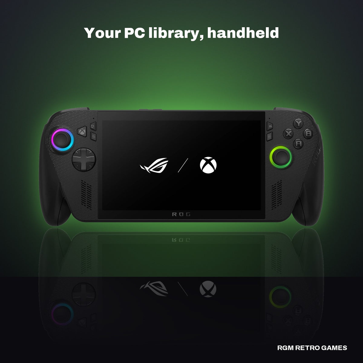 ROG Xbox Ally X (2025) Gaming Handheld - AMD Ryzen AI Z2 Extreme, 24GB RAM, 1TB SSD in a dark studio setting