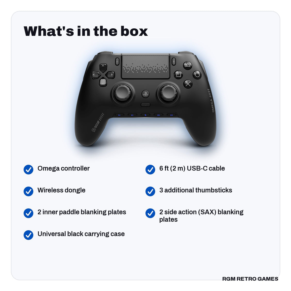What's in the box with the SCUF Omega Wireless Performance Controller for PS5 & PC (Black)