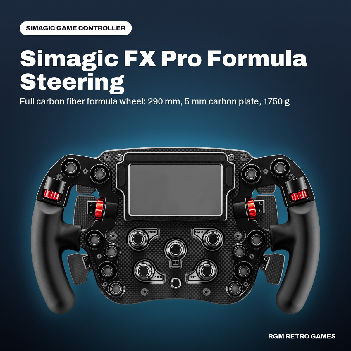 Simagic FX Pro Formula Steering Wheel in a Simagic color scene