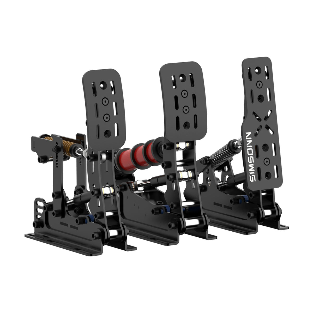 SIMSONN Plus X Load Cell Sim Racing Pedals with Hydraulic Damping - 3-Pedal Set (P3-H3), Black, front view on a white background