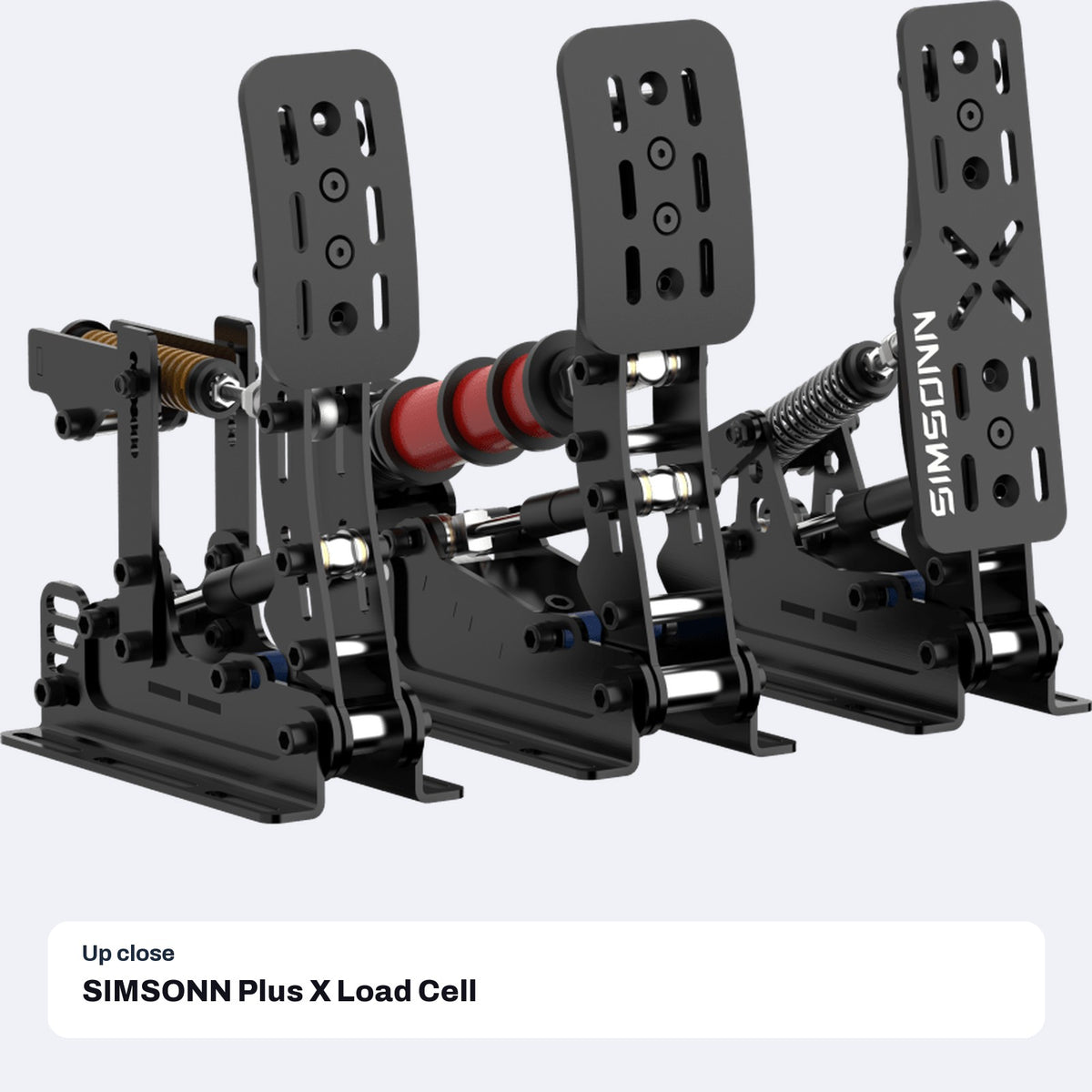 SIMSONN Plus X Load Cell Sim Racing Pedals with Hydraulic Damping - 3-Pedal Set (P3-H3), Black, close-up detail