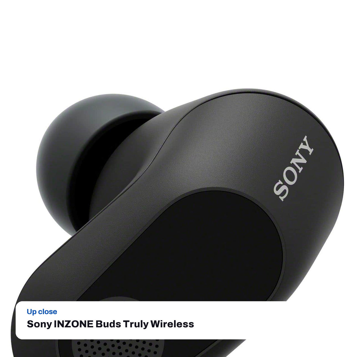 Sony INZONE Buds Truly Wireless Noise Canceling Gaming Earbuds - Black, close-up detail