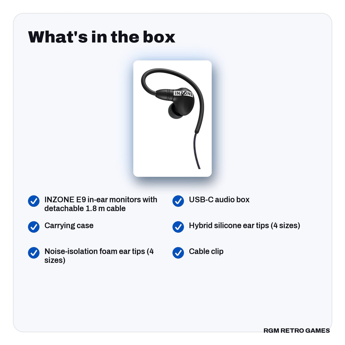 What's in the box with the Sony INZONE E9 Wired In-Ear Monitor for Gaming - Black