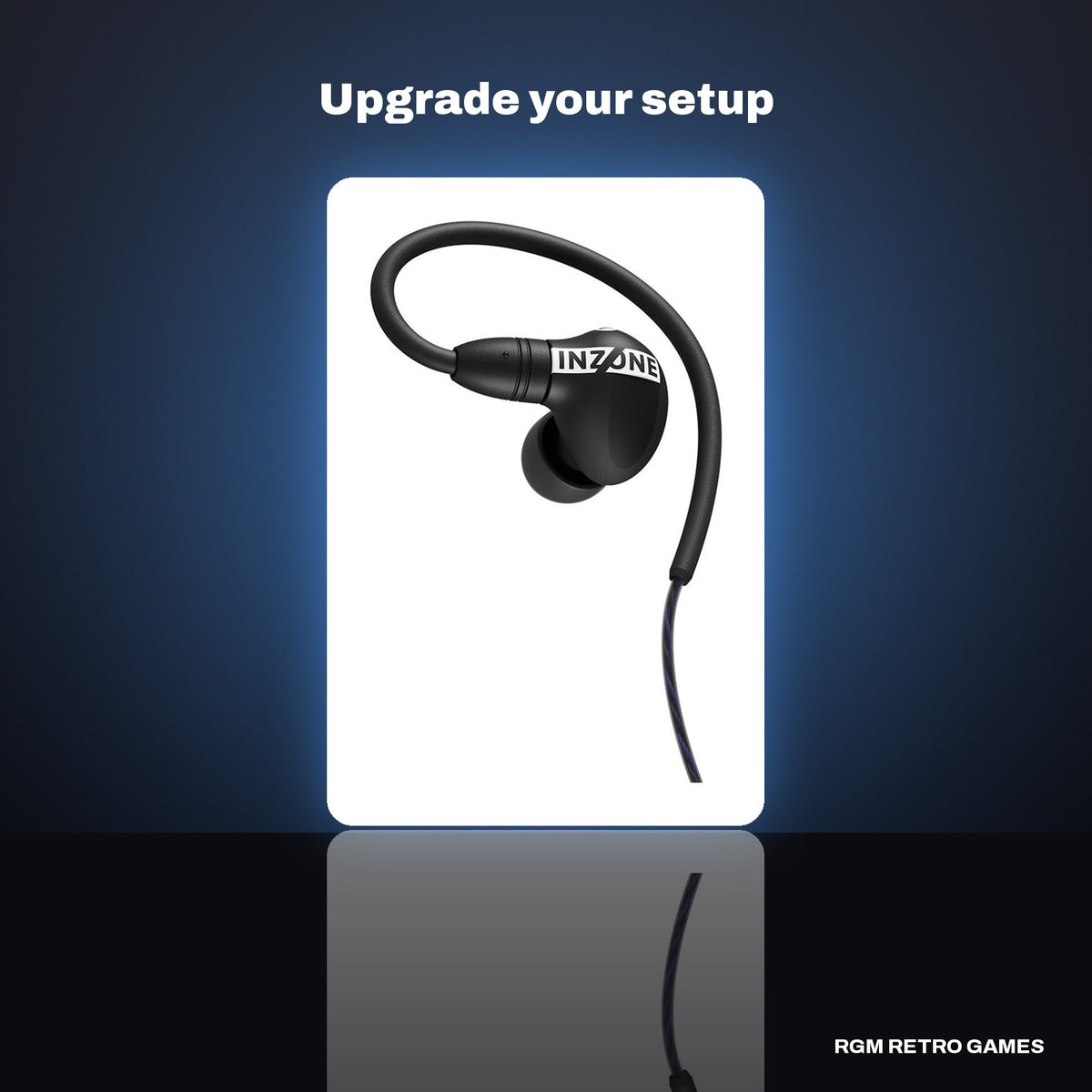 Sony INZONE E9 Wired In-Ear Monitor for Gaming - Black in a dark studio setting