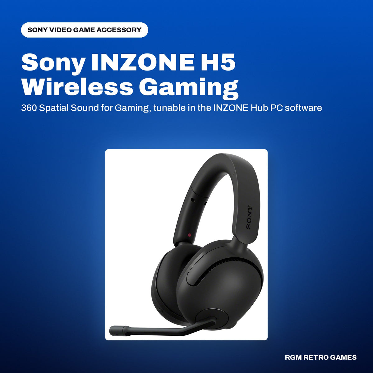 Sony INZONE H5 Wireless Gaming Headset (WH-G500, Black) in a Sony color scene