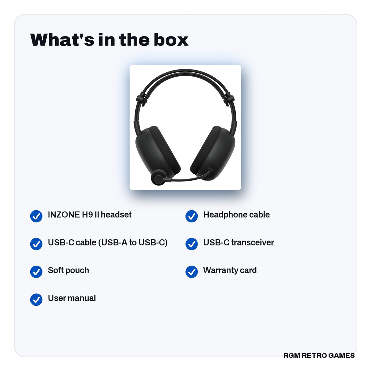 What's in the box with the Sony INZONE H9 II Wireless Noise Canceling Gaming Headset - Black
