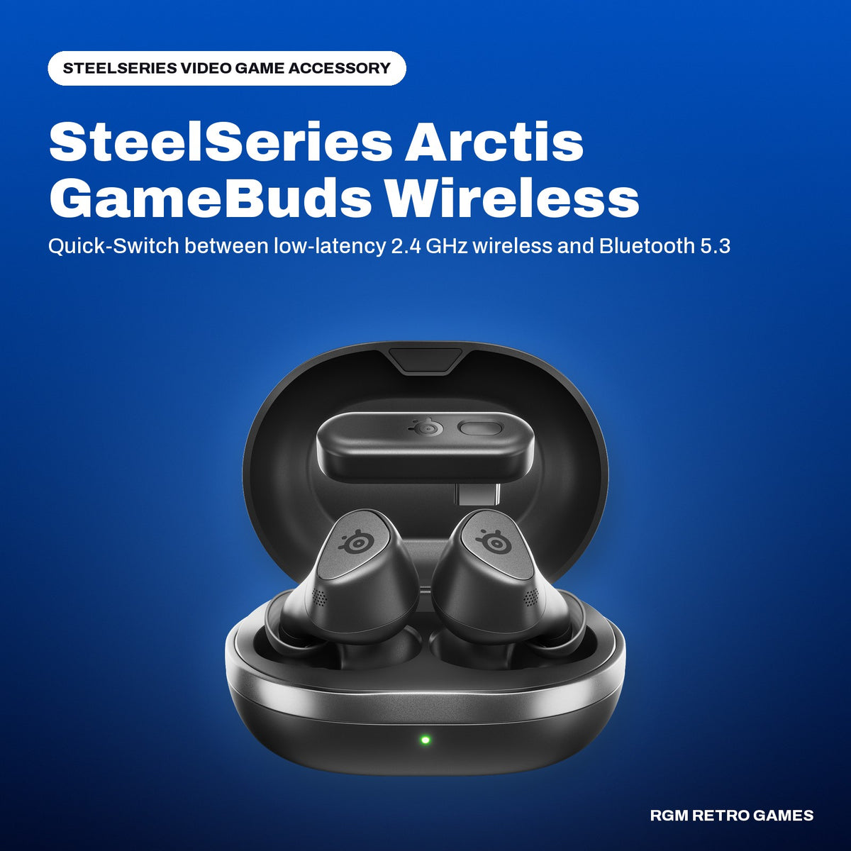 SteelSeries Arctis GameBuds Wireless Gaming Earbuds for PlayStation - Black in a SteelSeries color scene