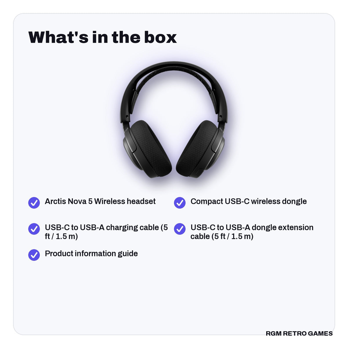 What's in the box with the SteelSeries Arctis Nova 5 Wireless Multi-System Gaming Headset - Black
