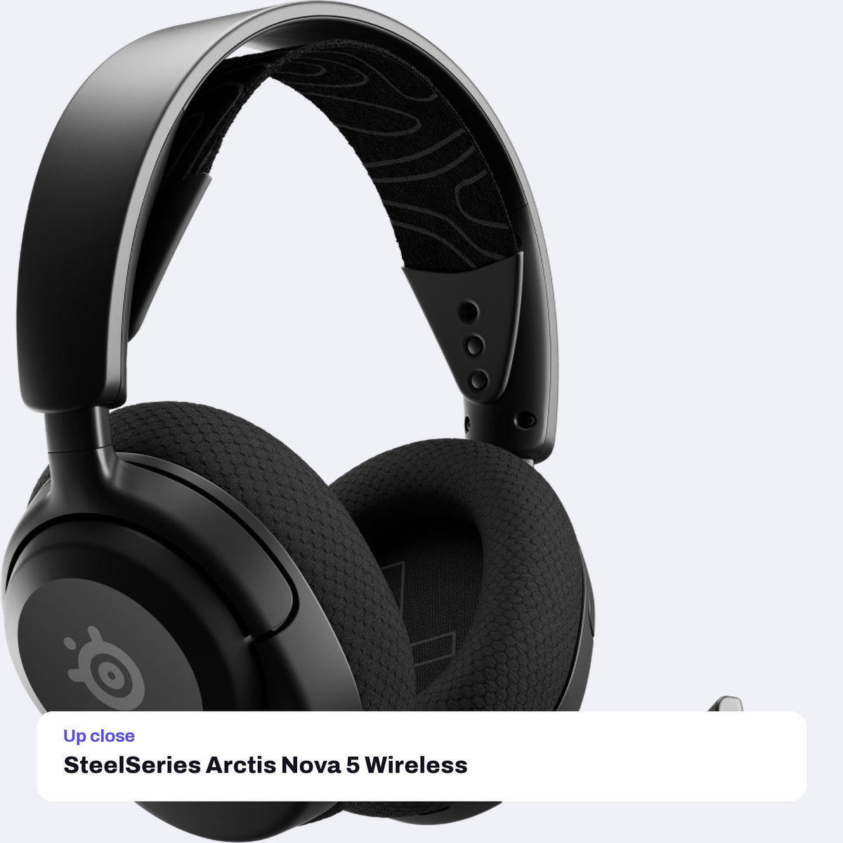 SteelSeries Arctis Nova 5 Wireless Multi-System Gaming Headset - Black, close-up detail