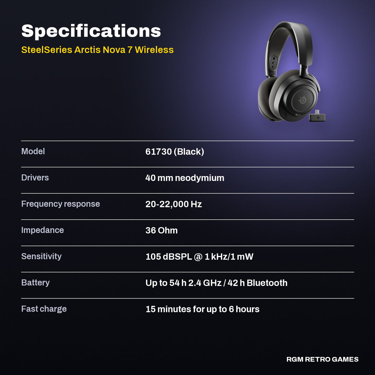 SteelSeries Arctis Nova 7 Wireless Gen 2 Multi-System Gaming Headset - Black specifications