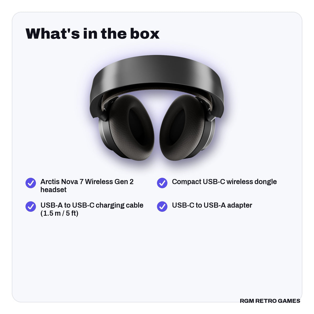 What's in the box with the SteelSeries Arctis Nova 7 Wireless Gen 2 Multi-System Gaming Headset - Black