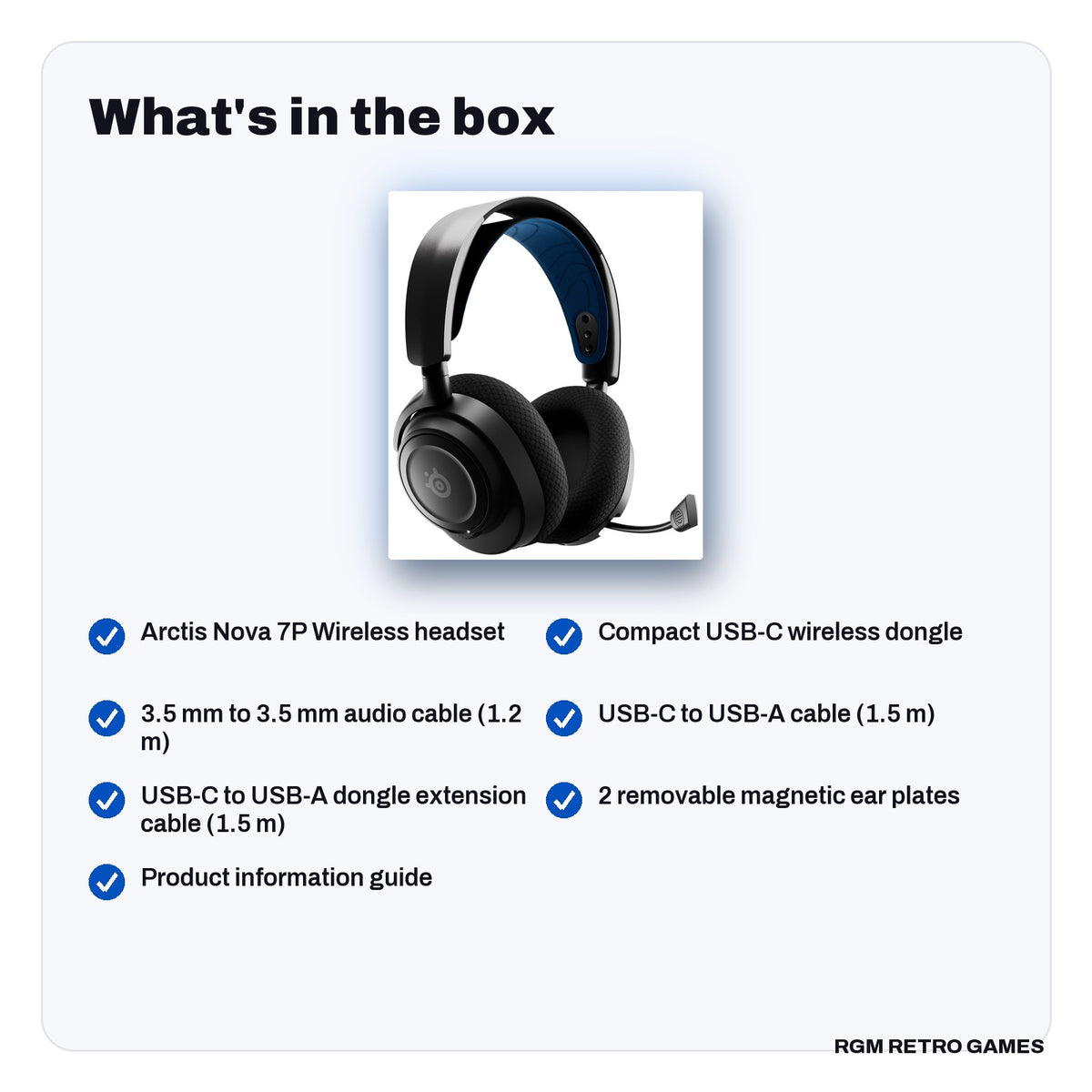 What's in the box with the SteelSeries Arctis Nova 7P Wireless Multi-Platform Gaming Headset - Black