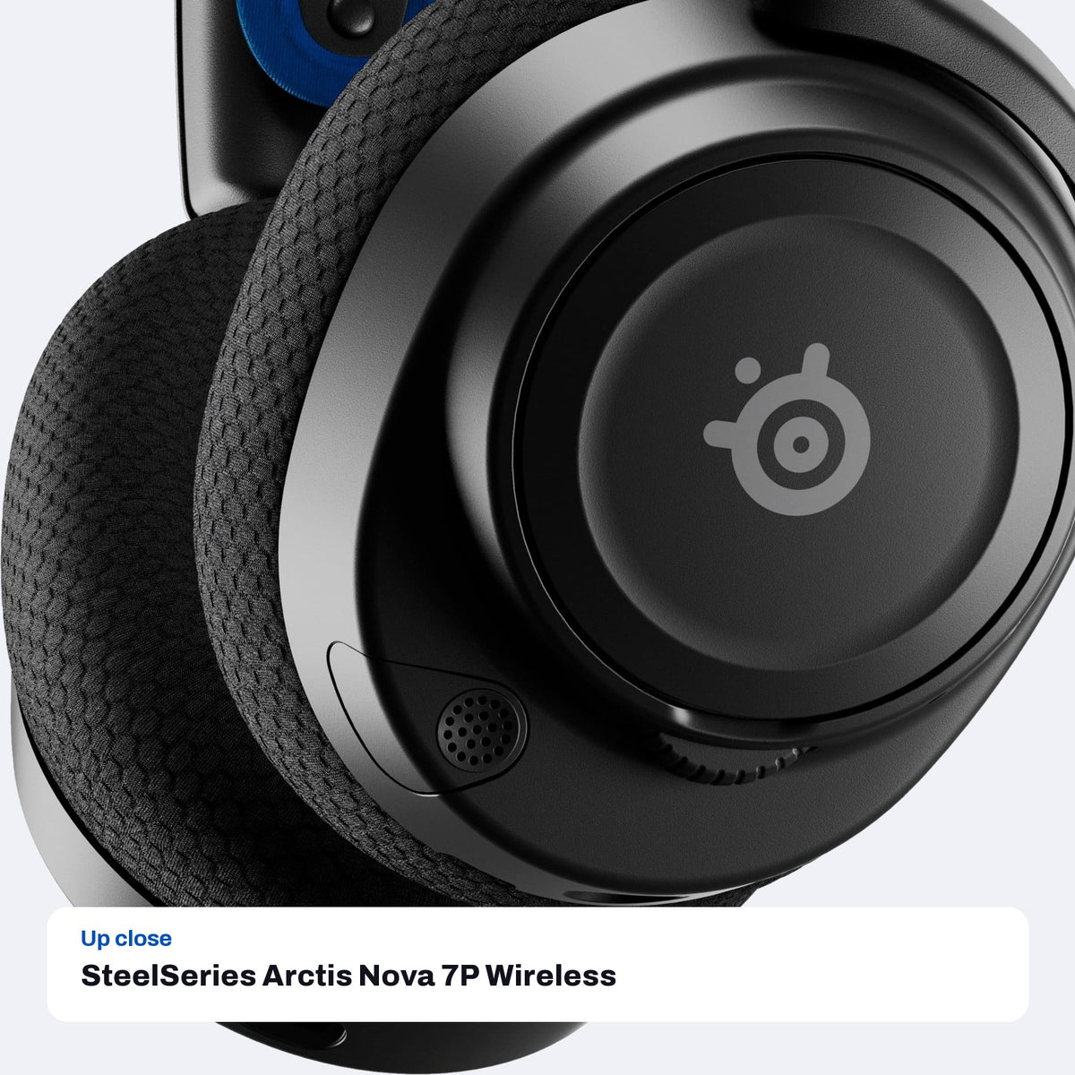SteelSeries Arctis Nova 7P Wireless Multi-Platform Gaming Headset - Black, close-up detail
