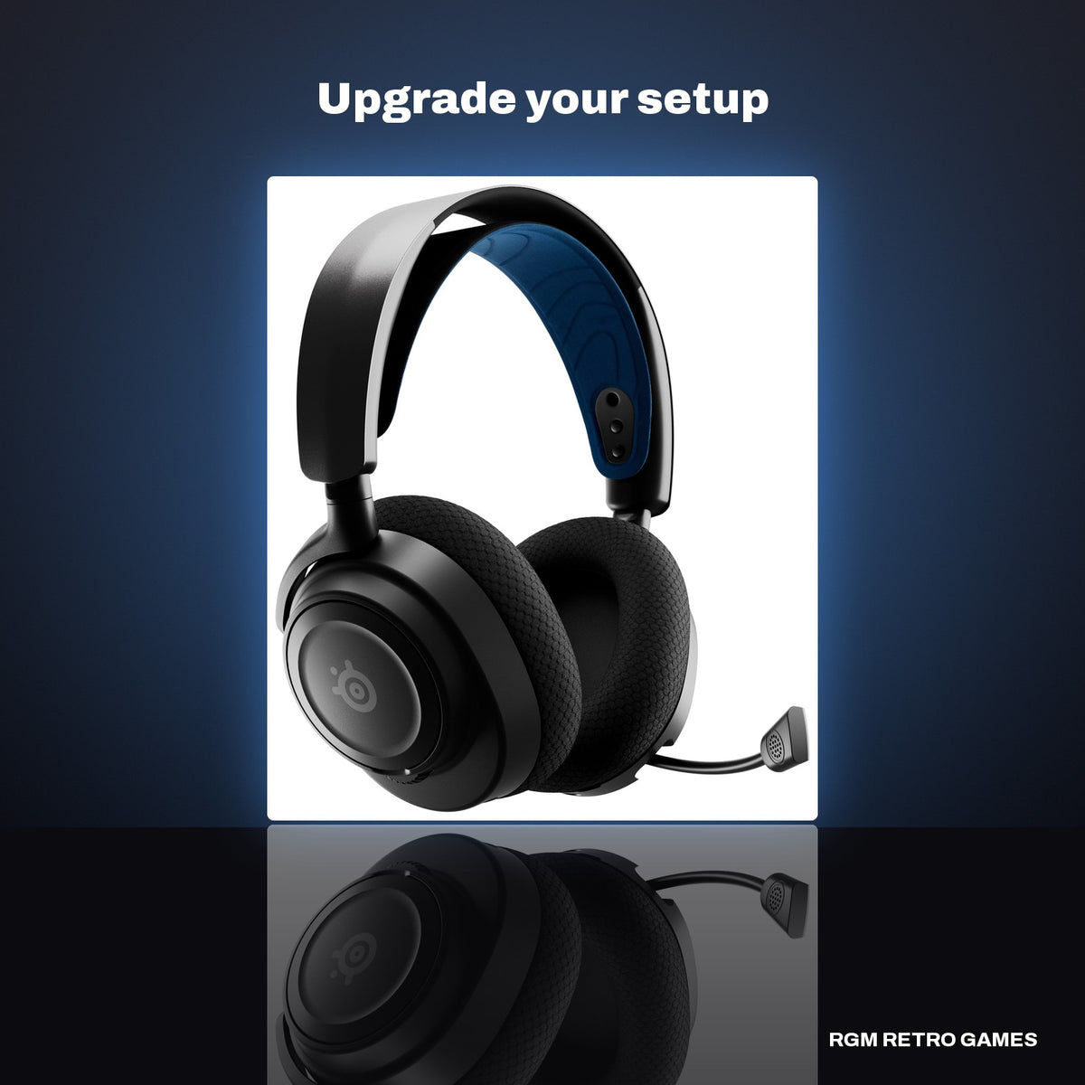 SteelSeries Arctis Nova 7P Wireless Multi-Platform Gaming Headset - Black in a dark studio setting