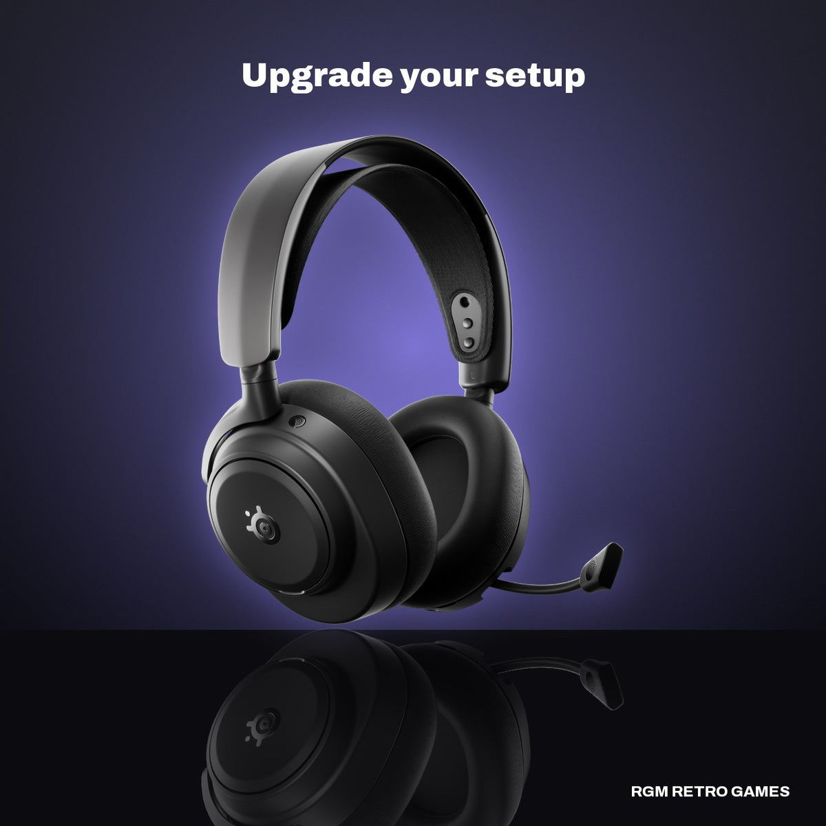 SteelSeries Arctis Nova Pro Omni Wireless Gaming Headset (Black) in a dark studio setting