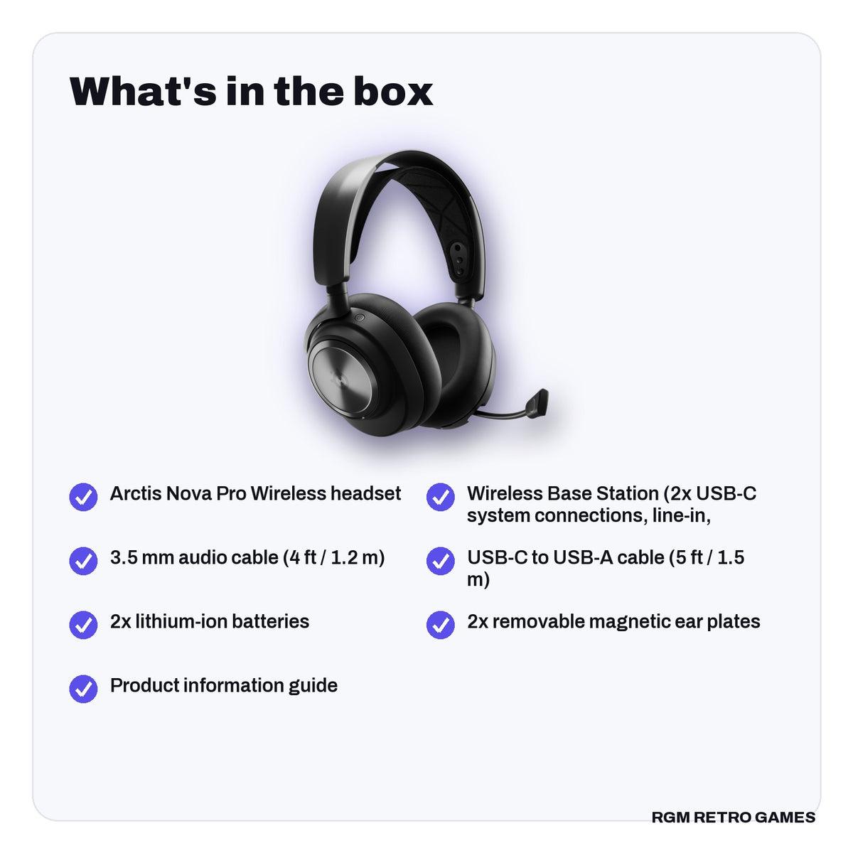 What's in the box with the SteelSeries Arctis Nova Pro Wireless Multi-System Gaming Headset (PC/PlayStation) - Black
